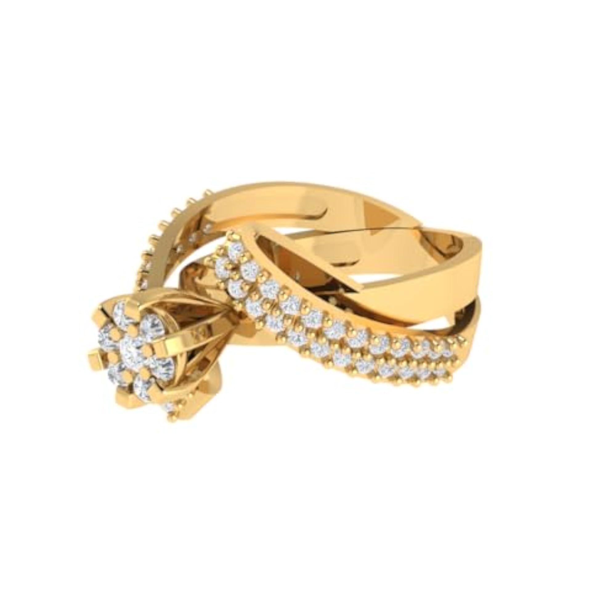 Women's 925 Sterling Silver Designer Modern Fancy Ring, Gold & Rhodium Plating