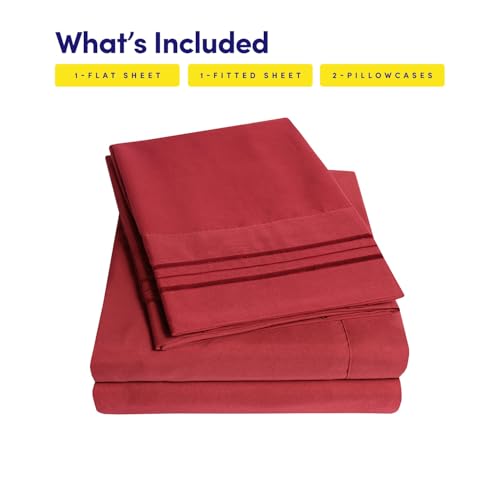 1500 Supreme Collection Bed Sheet Set - Extra Soft, Elastic Corner Straps, Deep Pockets, Wrinkle & Fade Resistant Hypoallergenic Sheets Set, Luxury Hotel Bedding, Queen, Red - Image 5