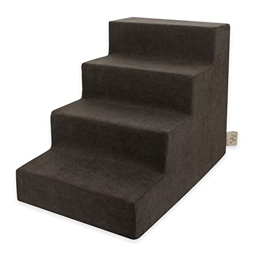 Best-Pet-Supplies-Dog-Stairs-for-Small-Dogs-Cats-Foam-Pet-Steps-Portable-Ramp-for-Couch-Sofa-and-High-Bed-Non-Slip-Balanced-Indoor-Step-Support-Paw-Safe-No-Assembly-Dark-Brown-4-Step