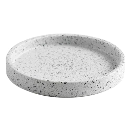 セラミック トレー 陶器 お盆 おぼん テラゾー柄 大理石模様 マーブル 石模様 石目調 モノトーン 円形 長方形 六角形 サークル レクタングル ヘキサゴン (円形)