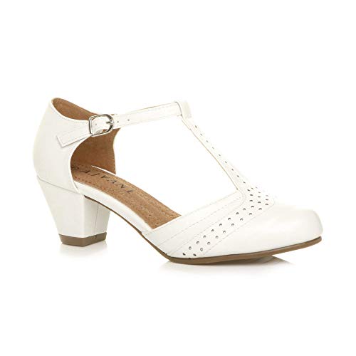 Mujeres tacón Medio bajo Hierro en t Merceditas cómodo Zapatos de salón Sandalias número 3 36