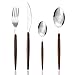 WUJO Cubertería (32 piezas, acero inoxidable, cuchillos, tenedores, cucharas, cucharas de té, mango de grano de madera, para 8 personas, pulido efecto espejo, apto para lavavajillas (32 piezas)