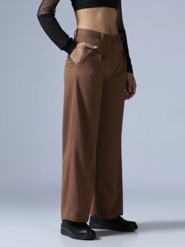 Image of Leriya Fashion Women High Waist Polycotton Formal Trousers | Summer Breathable Wide Leg Pants with Pockets |Casual, Office & Travel Outfits