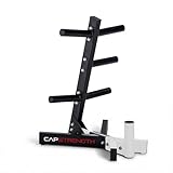 CAP Barbell Olympic Plate Tree Storage Rack for Weights and Bar, White