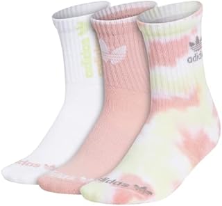 adidas Originals womens Color Wash Quarter Socks (3-Pair), Wonder Mauve Pink/Almost Lime Green/White, Medium
