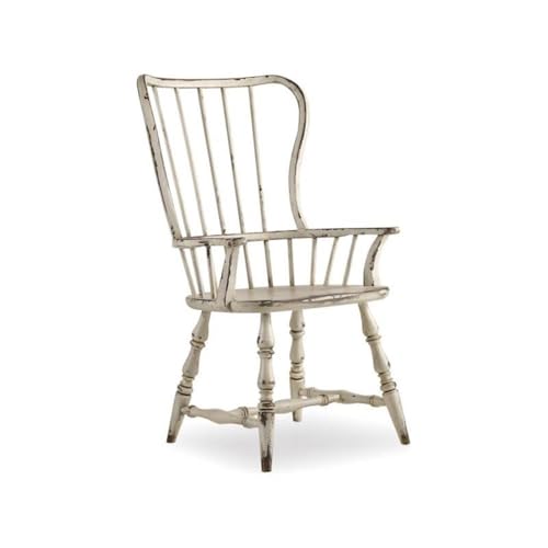 Hooker Furniture Sanctuary Spindle Back Dining Arm Chair in White (Set of 2)