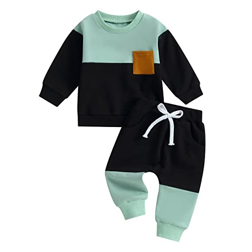 Toddler Baby Boy Clothes Sets Letter Print Long Sleeve Sweatshirt Tops Elastic Waist Pants Infant 2Pcs Outfits