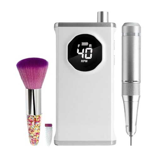 Oshhni 電動爪やすりドリル充電式ポータブルマニキュアペディキュアツール除去、研磨、サンディング、美容院での使用に最適, 白