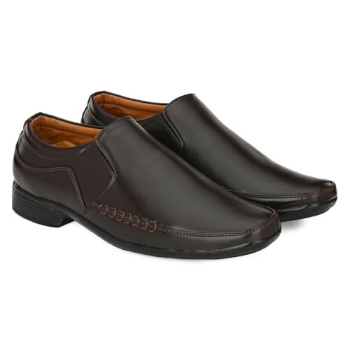 Image of Leatherkraft Formal Slip-On Shoes with Textured Detail
