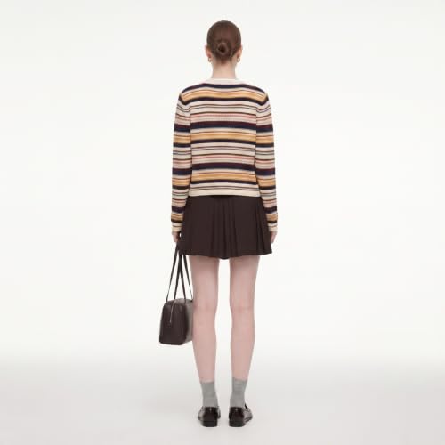 Image of GOELIA Women Wool Blend Lightweight Cardigan Sweaters 2026 Spring Business Casual Solid Long Sleeve Knitted Cardigan Top