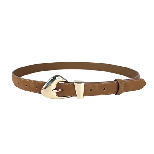 Women's Leather Suede Belts for Jeans Dress Pants Black Brown Belts for Women Ladies Waist Belts with Big Gold Buckle