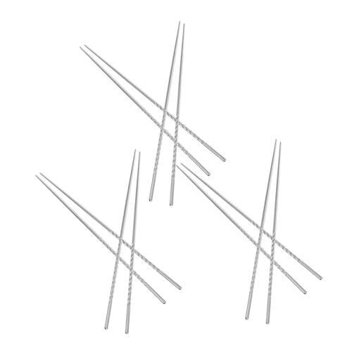 POPETPOP 6組 加長ステンレス製調理用箸 双 ノンスリップスレッド加工 揚げ物 火鍋 麺類対応 設計で高温調理も 多機能キッチンツール