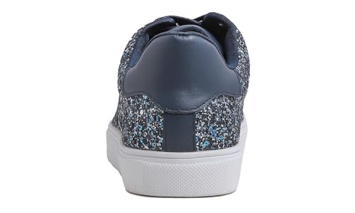 Image of FEVERSOLE Women's Fashion Lace Up Dress Sneakers Sparkly Party Shiny Shoes