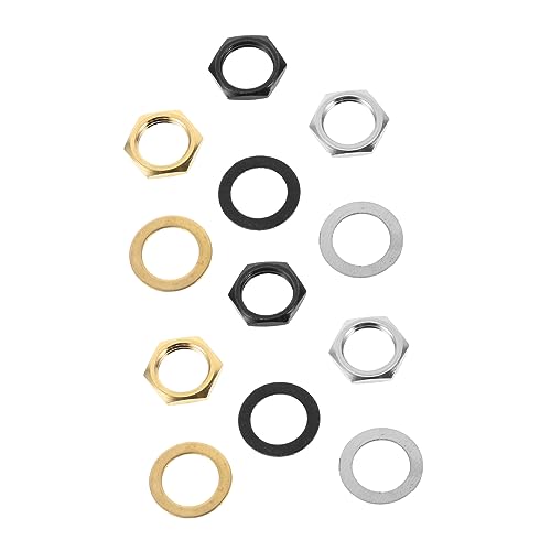 TOGEVAL 3/8 Inch Guitar Jack Nut Spacer Electric Guitar Socket Nuts Metal Gaskets for Guitar Guitar Accessory Kit