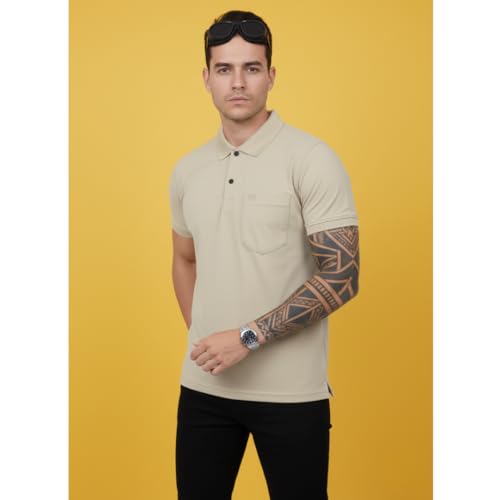 Image of SIDE UP Polo T Shirt for Man with Pocket, Polo T Shirts for Men, Summer Shirt with Collar, Half Sleeve, Cotton Blend, Light Weight, Comfotable Fit (Pack of 1) M to 3XL