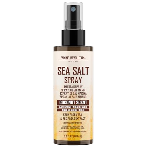 Viking Revolution - Sea Salt Spray Hair Men - Aroma a Coco - Con Algas, Aloe Vera y Alga Roja - Spray de Sal Marina para Hombres - Volumen y Textura - 260 ml