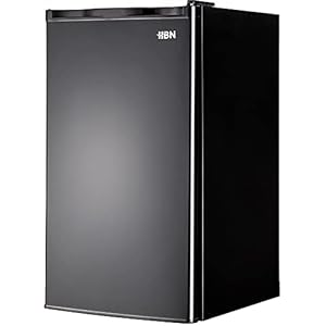 HBN 3.2Cu.Ft Mini Fridge with Freezer – Small Refrigerator for Bedroom, Office, Dorm, Apartment with Reversible Single Door & Temperature Control Knob & Removable Stainless Shelves – UL Listed