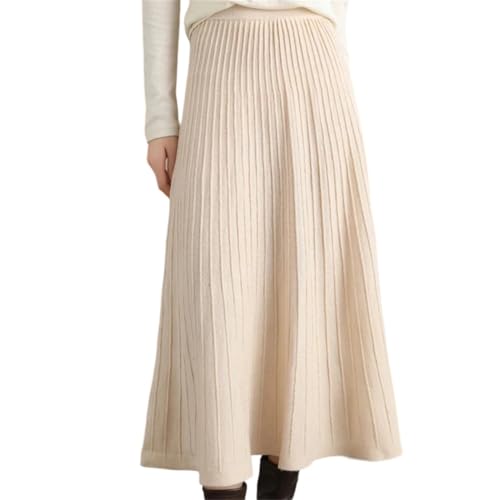 Women Wool A-Line Skirt Autumn Winter High Waist Loose Swing Knitted Umbrella Skirt