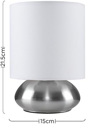 MiniSun Chrome Touch Table Lamp with White Shade