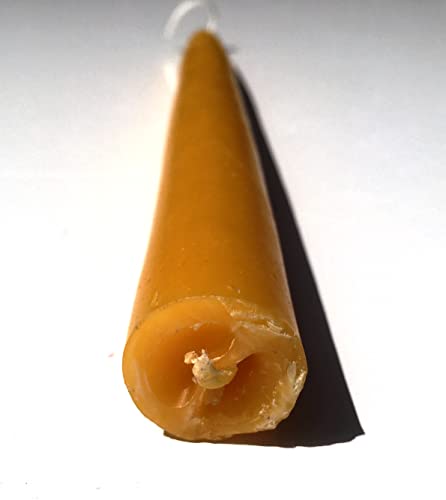 Beethelight Beeswax Taper Candles - Dipped Style - 10 Hours Each, 12 Pack, 120 Hours - 100% Pure Bees Wax - Handmade (8.5 Inches, Yellow) #TOP5