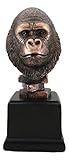 Ebros Gift Amazon Basin Rainforest Silverback Gorilla Head Bust Statue in Bronze Electroplated Finish with Black Trophy Base 8.25" Tall King Kong Congo Great Ape Gorillas Figurine