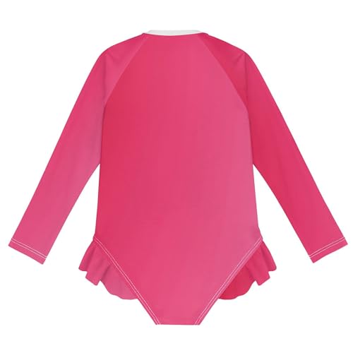 Soft Red Strawberry Baby Girl Bathing Suit Long Sleeve UPF 50+ One Piece Toddler Swimsuit Size 11-12Y2