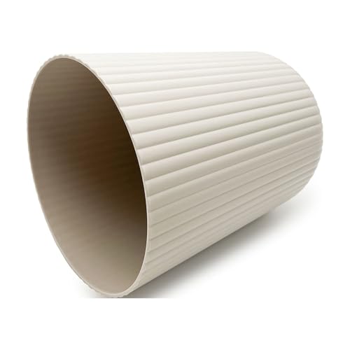 Caneca de basura pequeña redonda de plástico beige 1.64 gal miniatura 3
