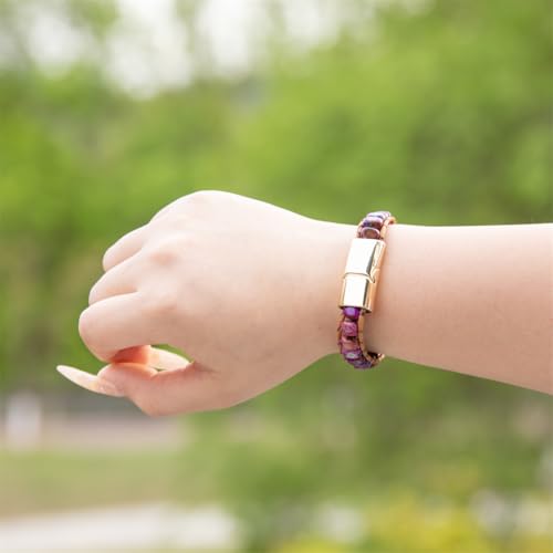 Image of YGLINE Boho Handmade Wrap Leather Tube Crystal Stone Bracelet for Women