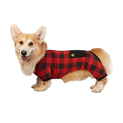 Best Furry Friends Pajamas for Dogs, Red Buffalo Check, Medium