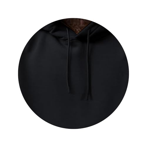 Men's Fleece Lined Hooded Sweatshirt Comfort Fit Long Sleeve Soild Color Drawstring Pullover Top with Pocket3