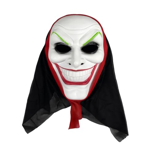 Máscara do Coringa Assustador Halloween – Fantasia Vilão Príncipe Palhaço do Crime com Sorriso Sinistro, Cobre Todo o Rosto, Leve e Confortável para Festas, Cosplay e Decoração