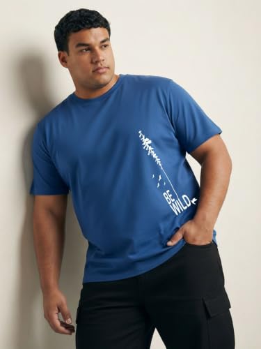 Image of Toodlegram - 100% Pure Cotton Plus Size T Shirt for Men- Regular Fit - Half Sleeve Roundneck Stylish Tshirt - Graphic Printed Be Wild (Size - 2XL to 10XL)