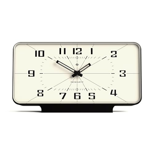 NEWGATE Reloj de Chimenea Rectangular Retro Grande Planet' en una Caja de Silicona Suave con Lente acrílica Moldeada en 3D, en Color Negro. con Movimiento de Barrido silenci