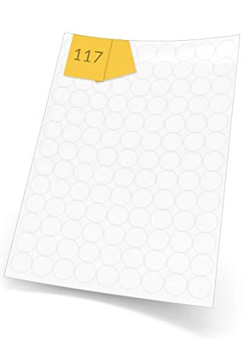 A4Labels Gloss White Paper Labels for Laser Printers, 117 Round Glossy Labels Per A4 Sheet, 100 Sheets of 19mm, 11,700 Laser Gloss Labels