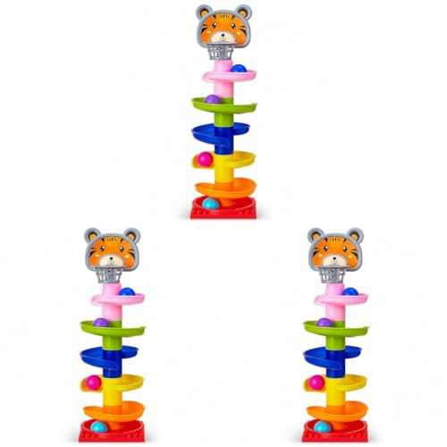 Image of Amazon Brand - Jam & Honey Rolling & Swirling Ramp Drop Toy for Kids 3+ Years, 5-Layer Ball Drop Track with 4 Balls, Early Learning Activity Toy, BIS Certified Safe (Pack of 3)
