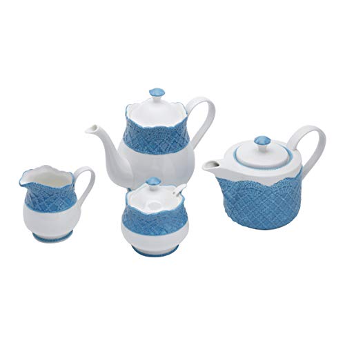 Cj 4Pc para Chá de Porcelana Givemy Rojemac Azul 850Ml