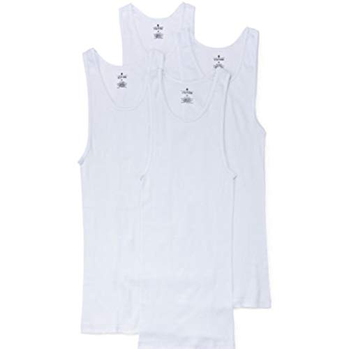 Stafford 4-Pack Men's 100% Cotton Ribbed Tank Top Shirts White (XL)
