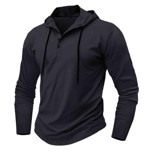 Men's Hoodie Button Down Casual Solid Color Long Sleeves Hooded Tops Drawstring Fashion Lightweight 2024 Pullovers2