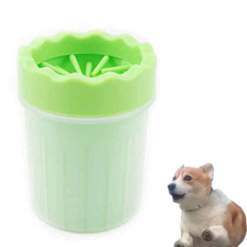 Dog Paw Cleaner, Portable Pet Foot Washer Cup Puppy Paw Cleaner Brush Cup for Dogs Puppy Cats Grooming with Muddy Paw(Green L)