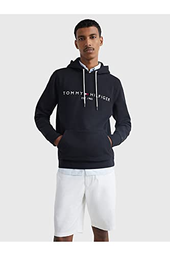 Tommy Hilfiger Mens Embroidered Brand Logo Kangaroo Pocket Hoodie Long Sleeves Sweatshirt (pack of 1)