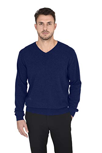 Cashmeren Men's Essential Knit V-Neck Sweater 100% Merino Wool Long Sleeve Classic Pullover