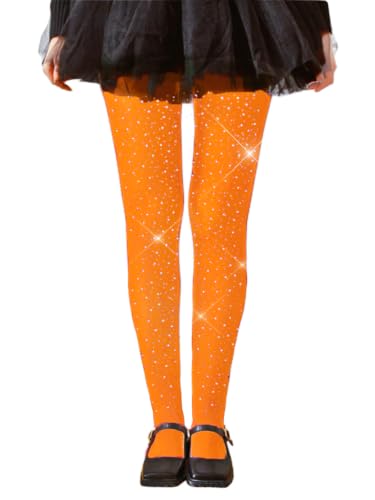 Image of LUCKELF Girls Glitter Tights, Soft Opaque Tights Sparkle Rhinestone Tights School Dress Dance Stockings