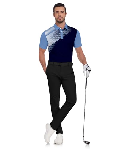 Mens Polo Shirts Short Sleeve Printed Quick‑Dry Golf Tops - image 2