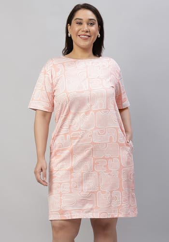 Wear Your Opinion Women's Plus Size Tie-Dye Printed Midi Knee Length Tshirt Dress