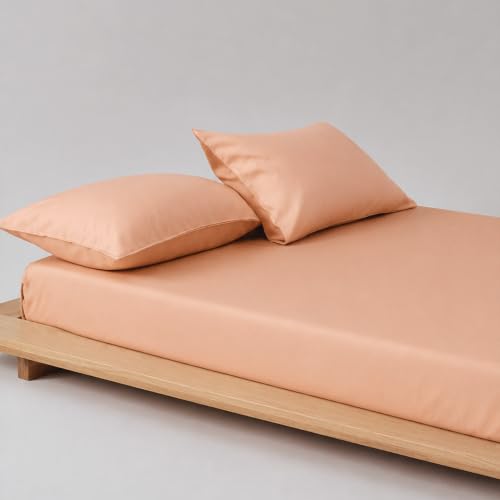 Image of Mush 100% Bamboo King Size Bedsheet with 2 Pillow Covers | 100x108 in | 300 TC Bedsheet for Double Bed King Size | Ultra Soft, Natural Breathable & Cooling Double Bed Luxury Sheets (Dusty Peach)