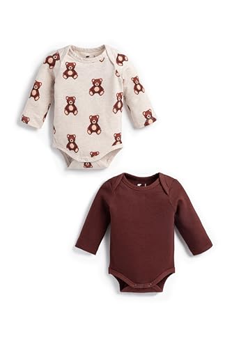 monica + andy Long Sleeve Jack & Jill Bodysuit Size 3-6 Months Baby Teddy Bears Organic Baby Clothes for Girls and Boys Sustainable Super Soft Fabric Sizes for Preemie Newborn & Infant