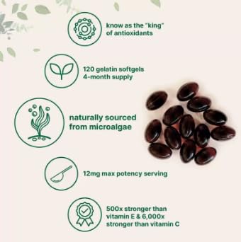 Micro Ingredienti Astaxantina | Integratori antiossidanti di astaxantina premium | Tripla forza, facile da deglutire | l'astaxantina vale la pena