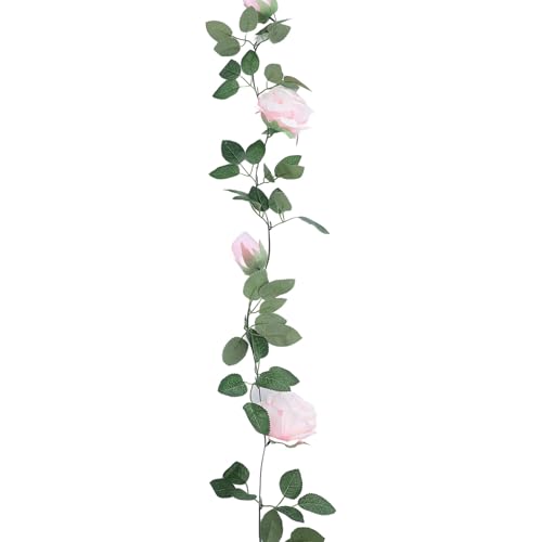 Sorandy Guirlande de Roses Artificielles, Paquet de 4, 2,4 M, 9 Têtes, pour Mariage (Rose Clair) – vue 6