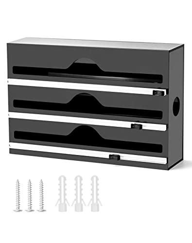 QWORK® 3 en 1 Portarrollos Cocina Dispensador y Cortador para Papel Aluminio, Film y Papel de Horno, para Rollos de 30 cm de Ancho