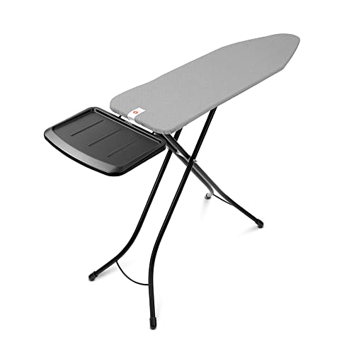 Image of Brabantia Comfort Ironing Board with Solid Steam Generator Rest | Medium (Size B) | Fairtrade Metalized Cover | Adjustable Height (27-38 inch), XL Iron Rest, Easy Fold, Anti-Collapse Lock, Non-Slip Feet